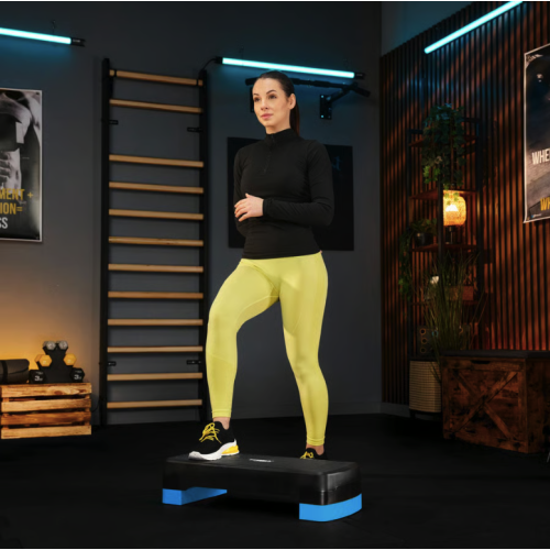 Степ платформа  Trex Sport TX-030AS 3-уровневая черно-голубая - фото №6